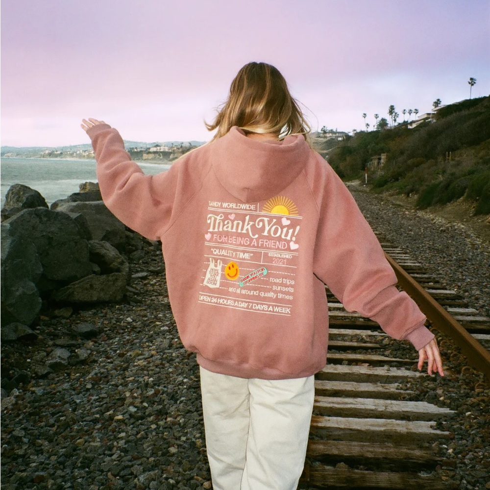 Dandy Worldwide Thank You Graphic Hoodie Sweater - Medium